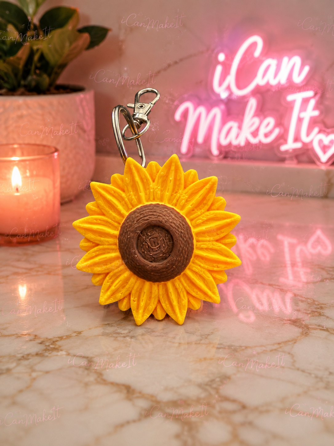 Sunflower hair tie holder keychain