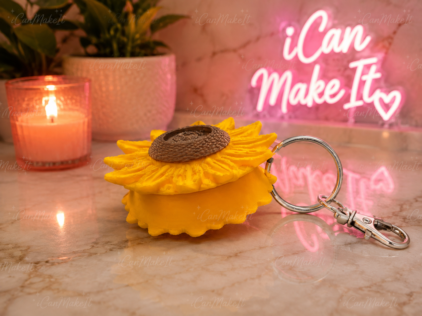 Sunflower hair tie holder keychain